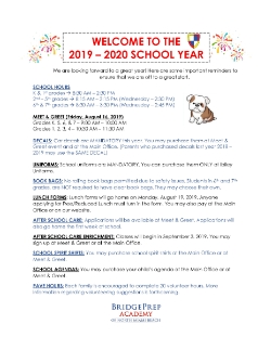 Welcome to the 2019 - 2020 School Year!