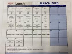 March breakfast and lunch calendars